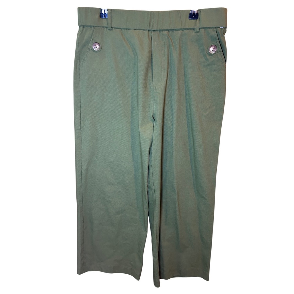 Unbranded Wide Leg Pants‎ Womens L Olive Green Excellent High Rise Utility Twill